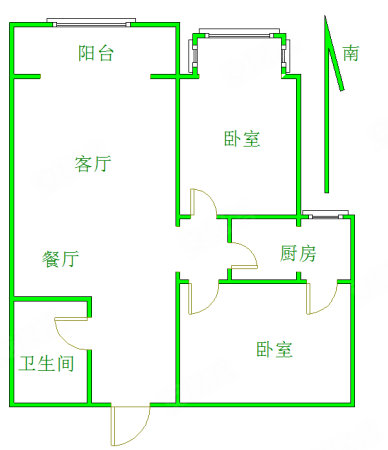 境门华府2室2厅1卫96.35㎡南北71万