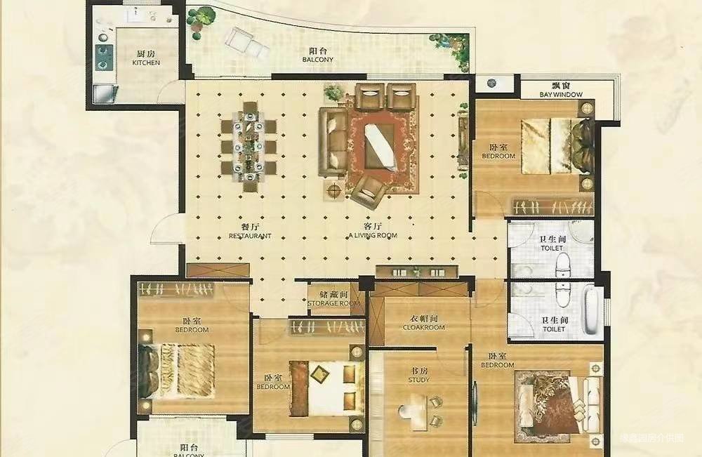 中辰锦云府3室2厅2卫89.5㎡南北61.8万