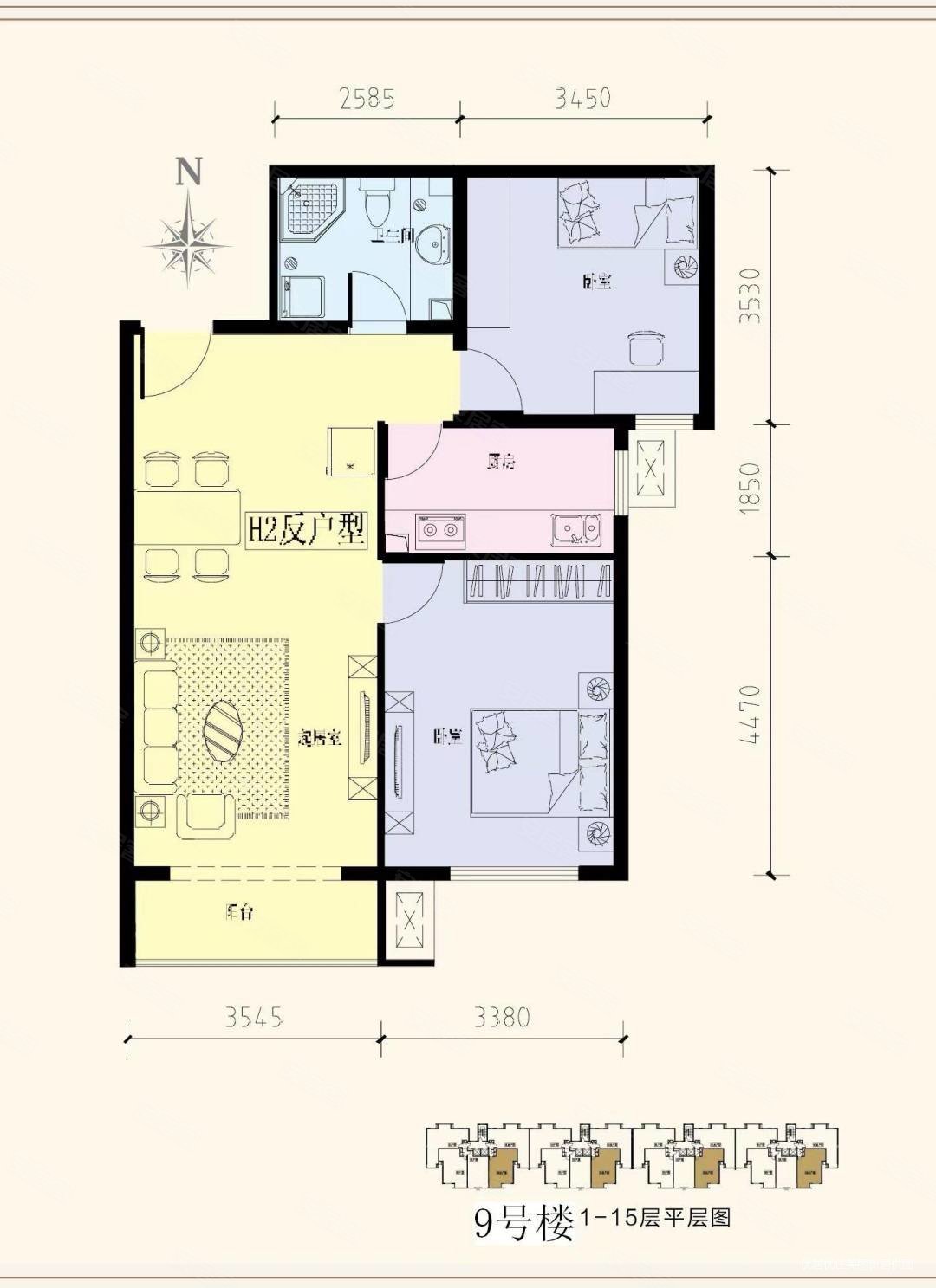 福海棠华苑电梯房商品房户型方正无遮挡