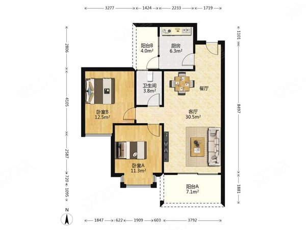 珠海高新区唐家湾远大美域新城远大美域新城 2室2厅1卫 2800.