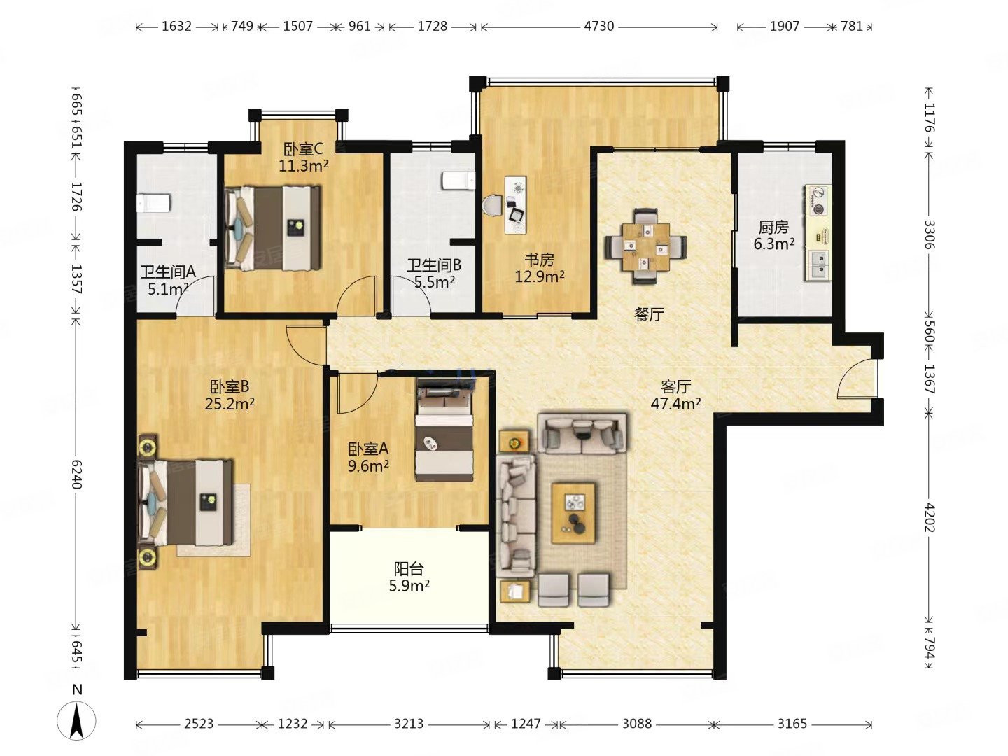 曲江观邸降160w151平四室238w可按揭法拍房