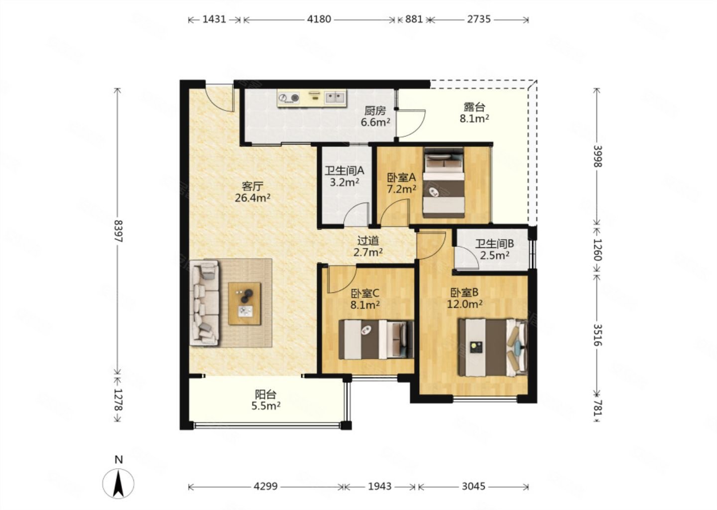 临地铁 小区新 商品房 小三居 带电梯 装修好 居家自住,怡翠晋盛花园