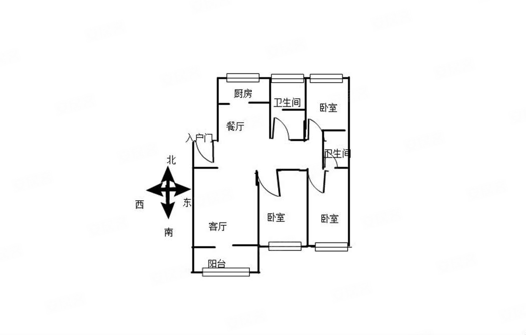 名都百盛园3室2厅2卫128㎡南北55万