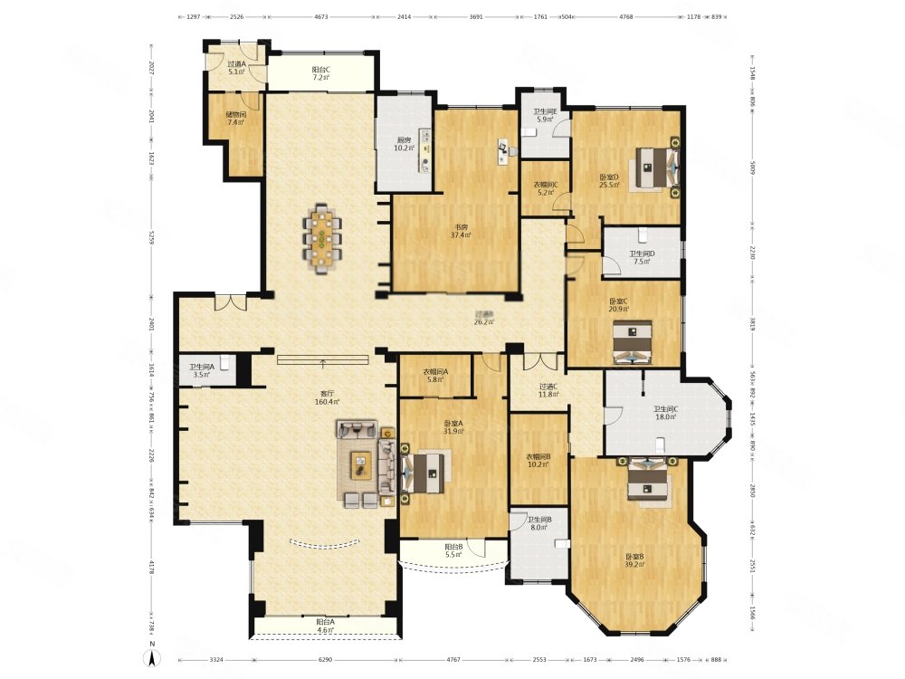 星河湾豪装大平层送家具家电双车位急售一梯一户