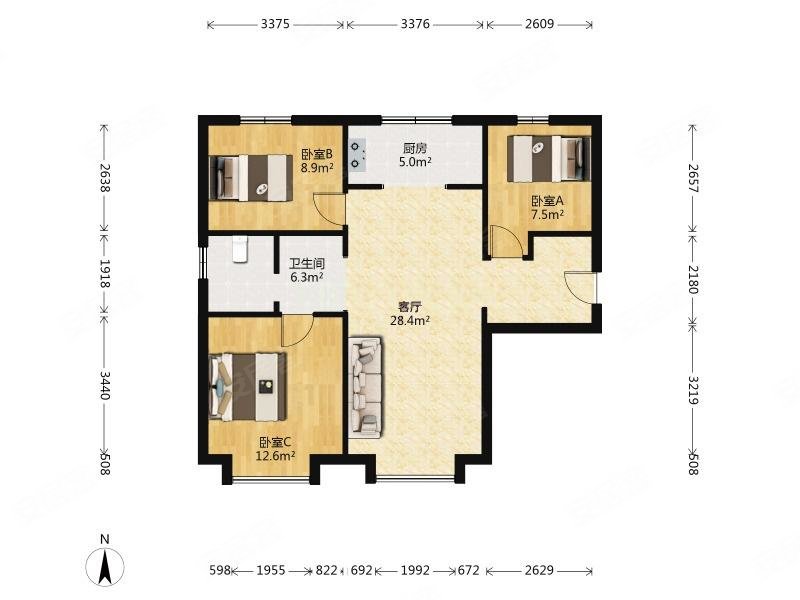 次新小区 小三房 高楼层视野好 电梯房 正南朝向,万科西庐文韵园二手
