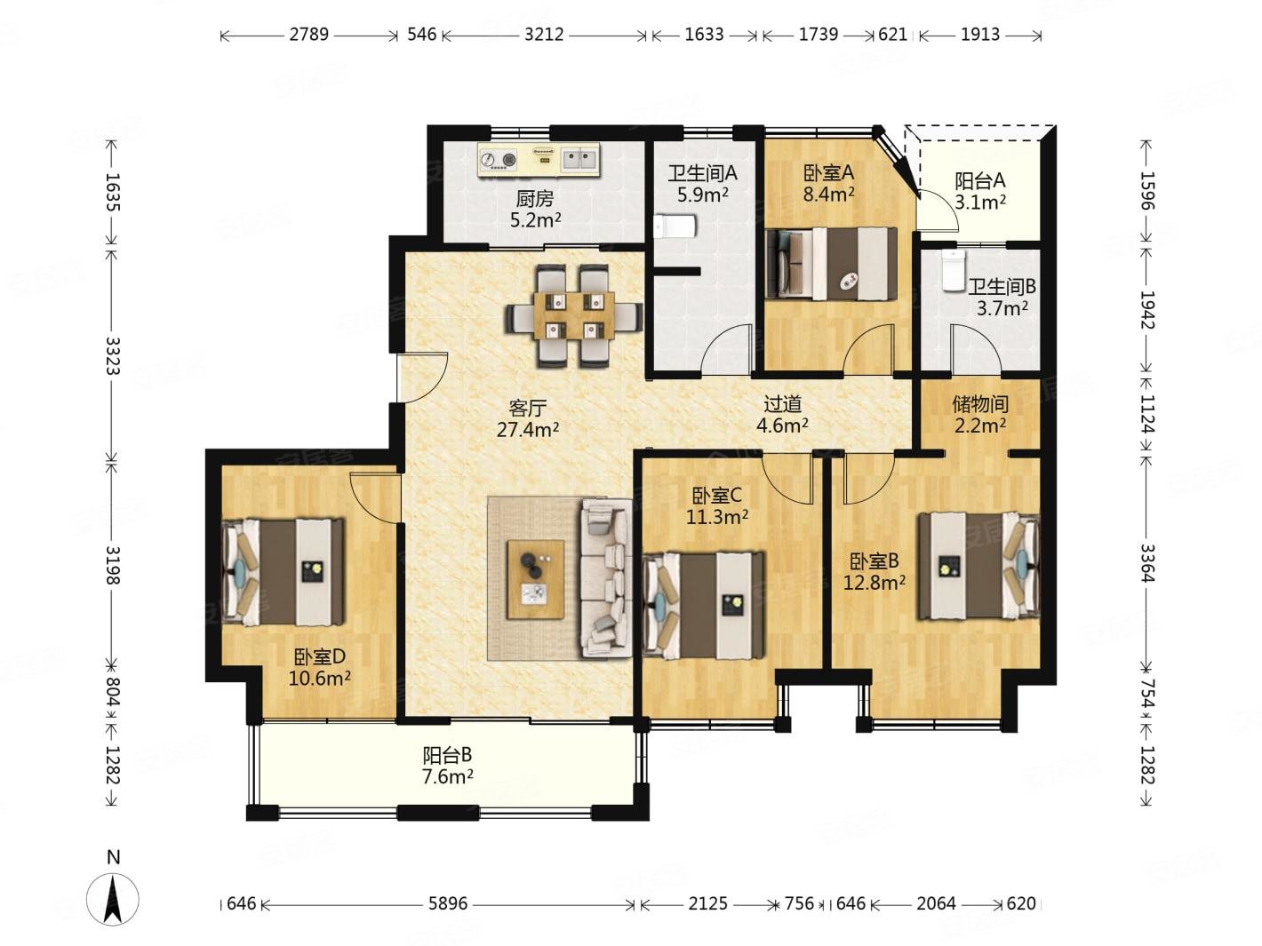 金地浅山艺境4室2厅2卫117.42㎡南330万