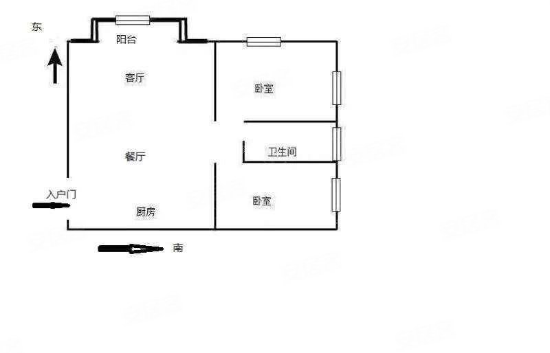 实力心城2室2厅1卫80.4㎡东54万