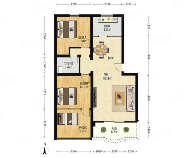 泰和花园 3室2厅1卫