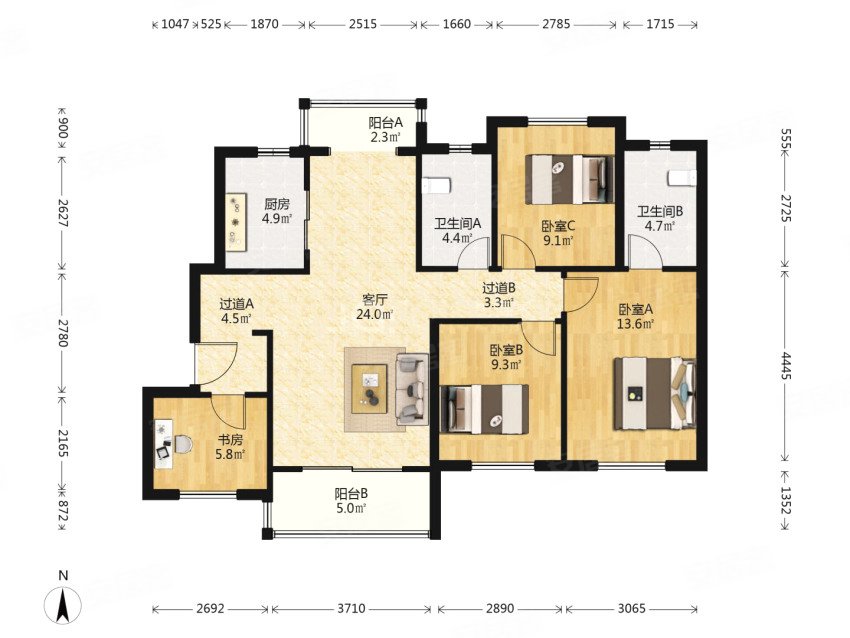 广电兰亭盛荟(三期) 双阳台边户 南北通透 次新房全新未住人