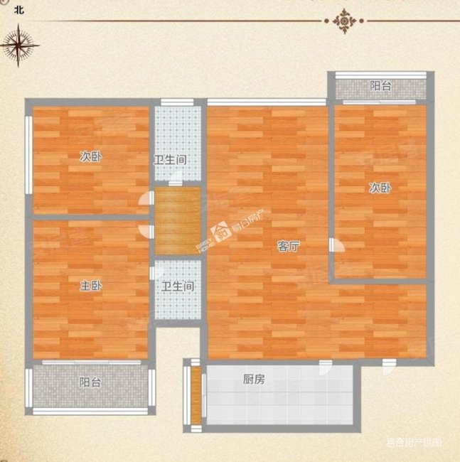 新新公寓3室2厅2卫130㎡南北530万