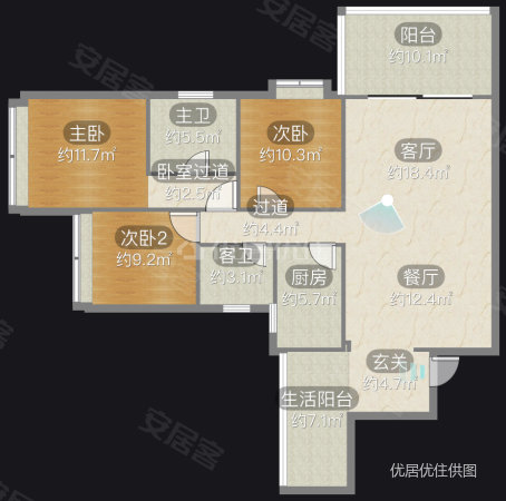 美林谷3室2厅2卫124.07㎡东55万