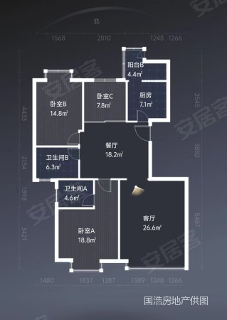 伴景湾3室2厅2卫145.92㎡南北220万