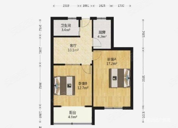 普乐二村2室1厅1卫64.2㎡南北265万