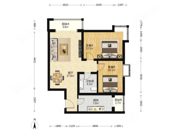 玉阜嘉园2室1厅1卫92.53㎡东北640万