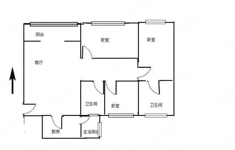 西永安置房(二期d区)3室2厅2卫124㎡南80万
