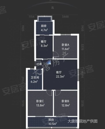 纺星二区3室2厅1卫95㎡南北81万