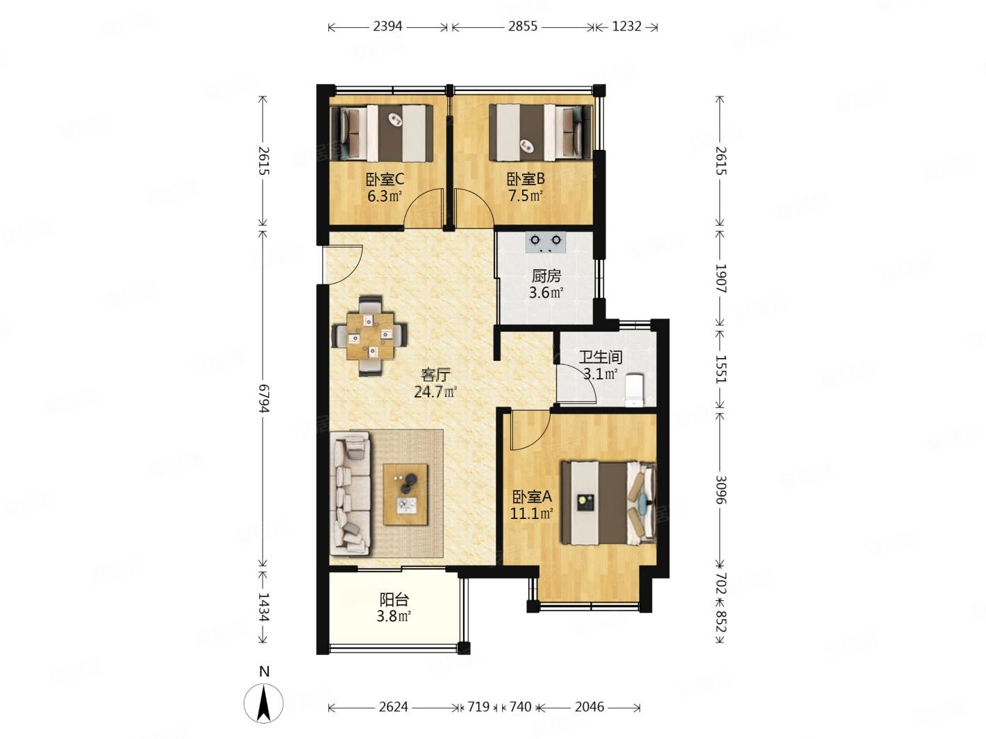 花漾紫郡精装3房南北户型中间楼层业主诚心出售急售