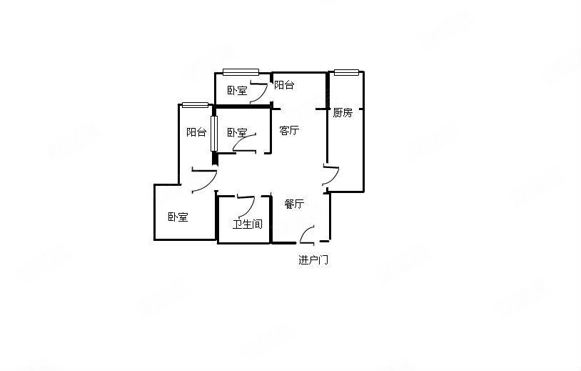 澳洲国际商务城3室2厅1卫83㎡南北52万