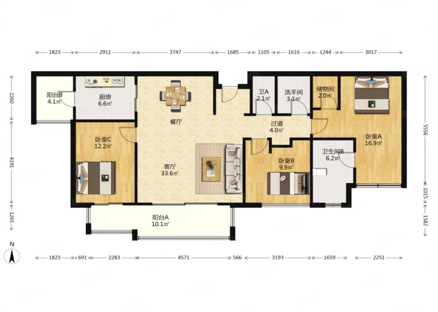 喜鹊好房和风雅致全南户型连体阳台高楼层湖景满五