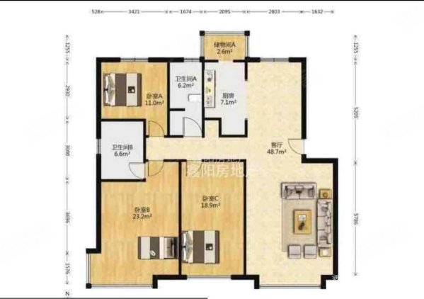 天房四季3室2厅2卫169㎡南150万