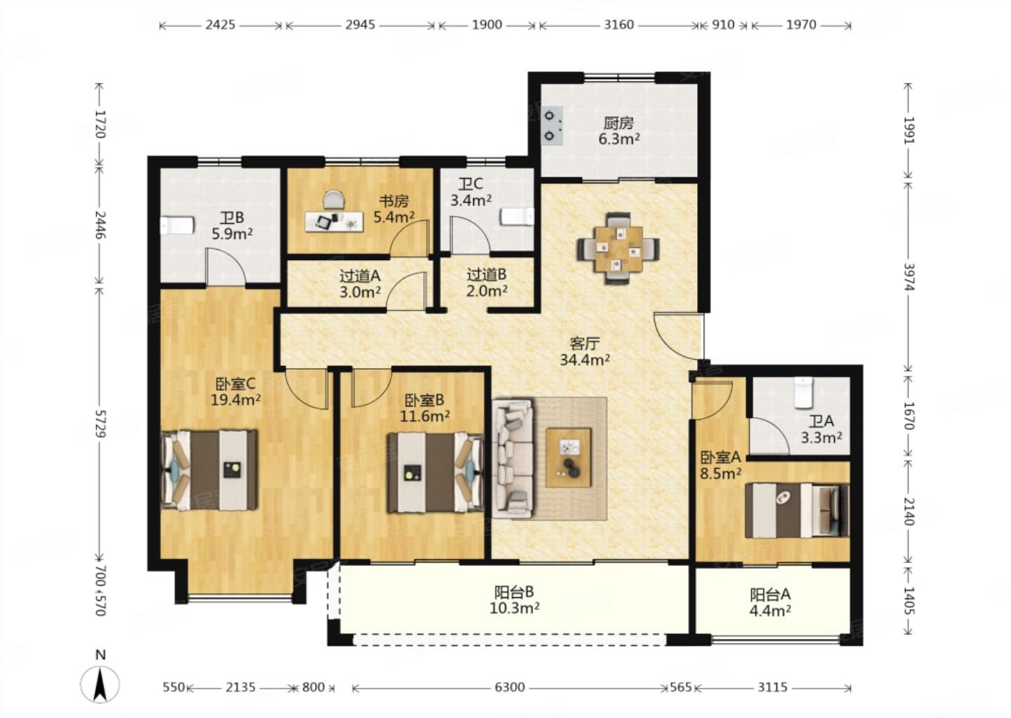 枫丹壹号房子户型周正四开间朝南配套齐全出行便利