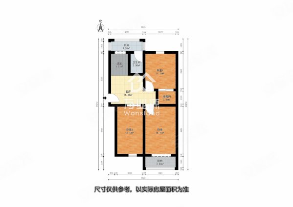 建安里(滨海)3室1厅1卫76.34㎡南北49.5万