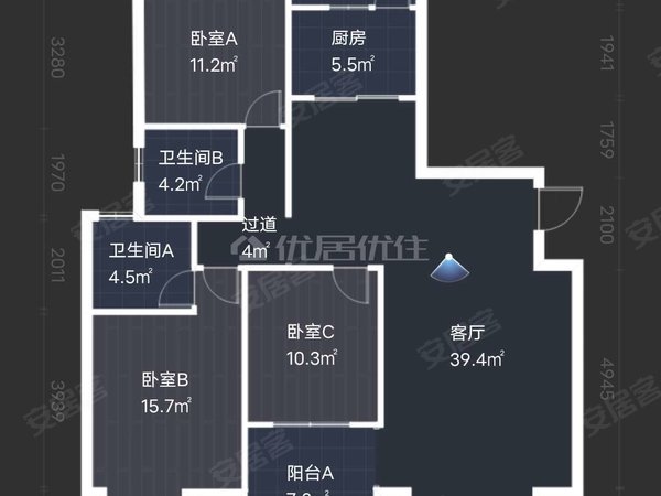 【多图】金阳世纪城龙泉苑西区,世纪城租房,3室 精装 押一付三 整租