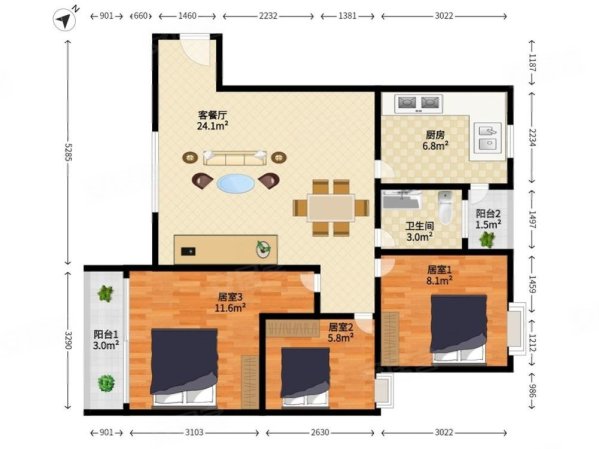 蚝业雅苑3室2厅1卫70㎡南北250万