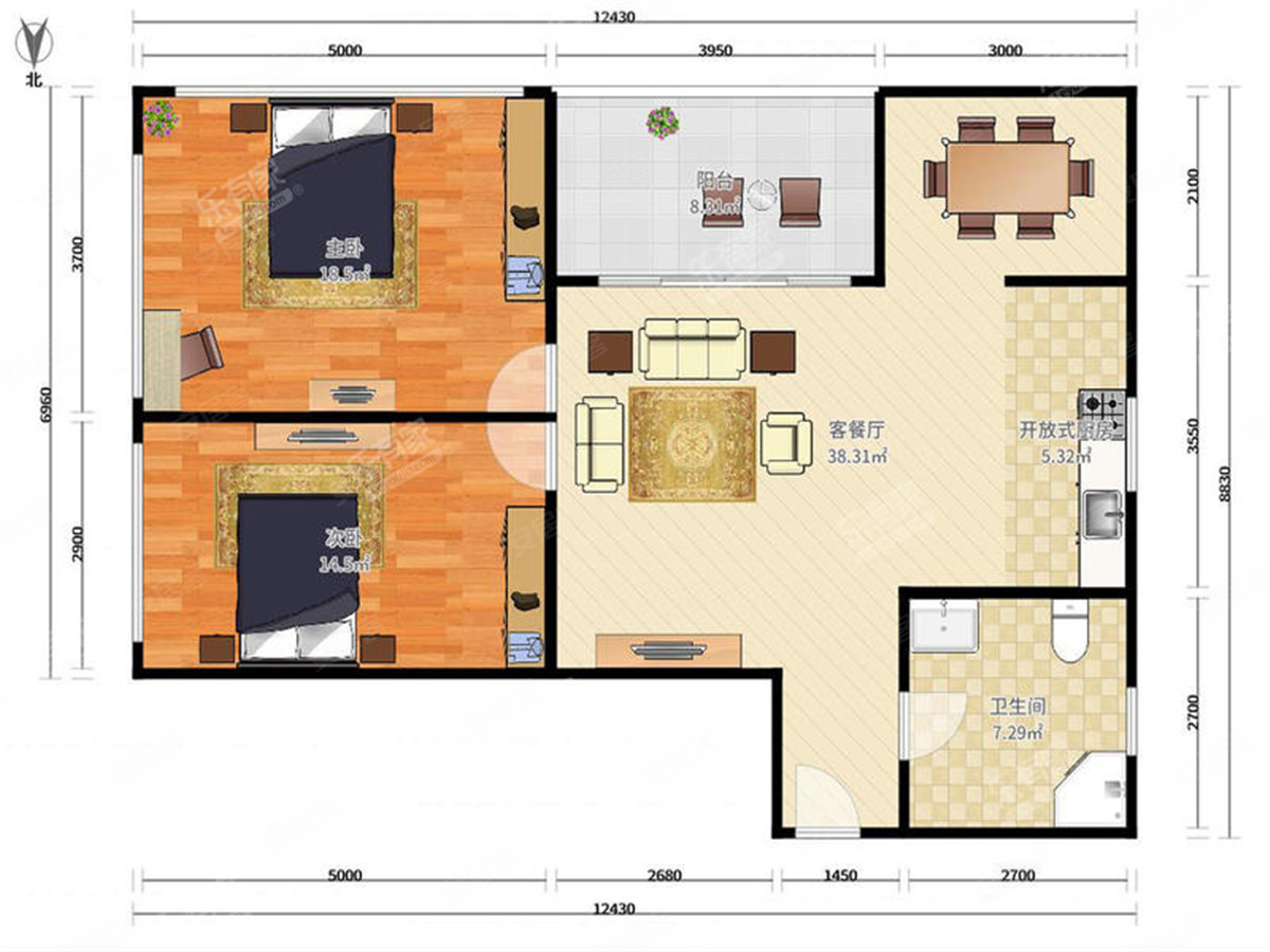 留仙居2室2厅1卫60㎡南200万