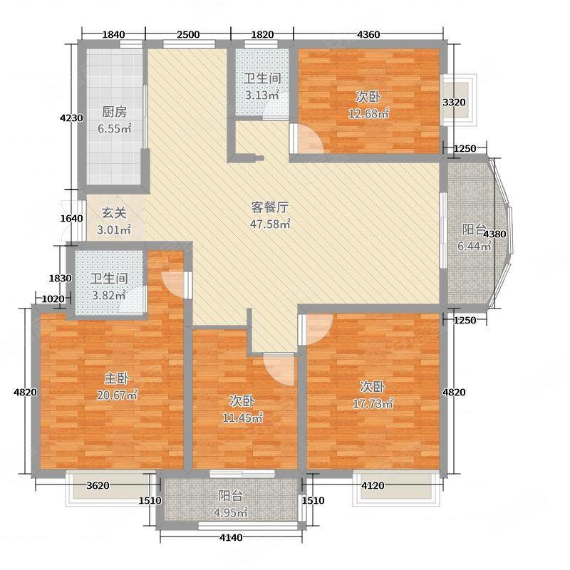 泽京普罗旺斯东岸4室2厅2卫106㎡南北63.8万