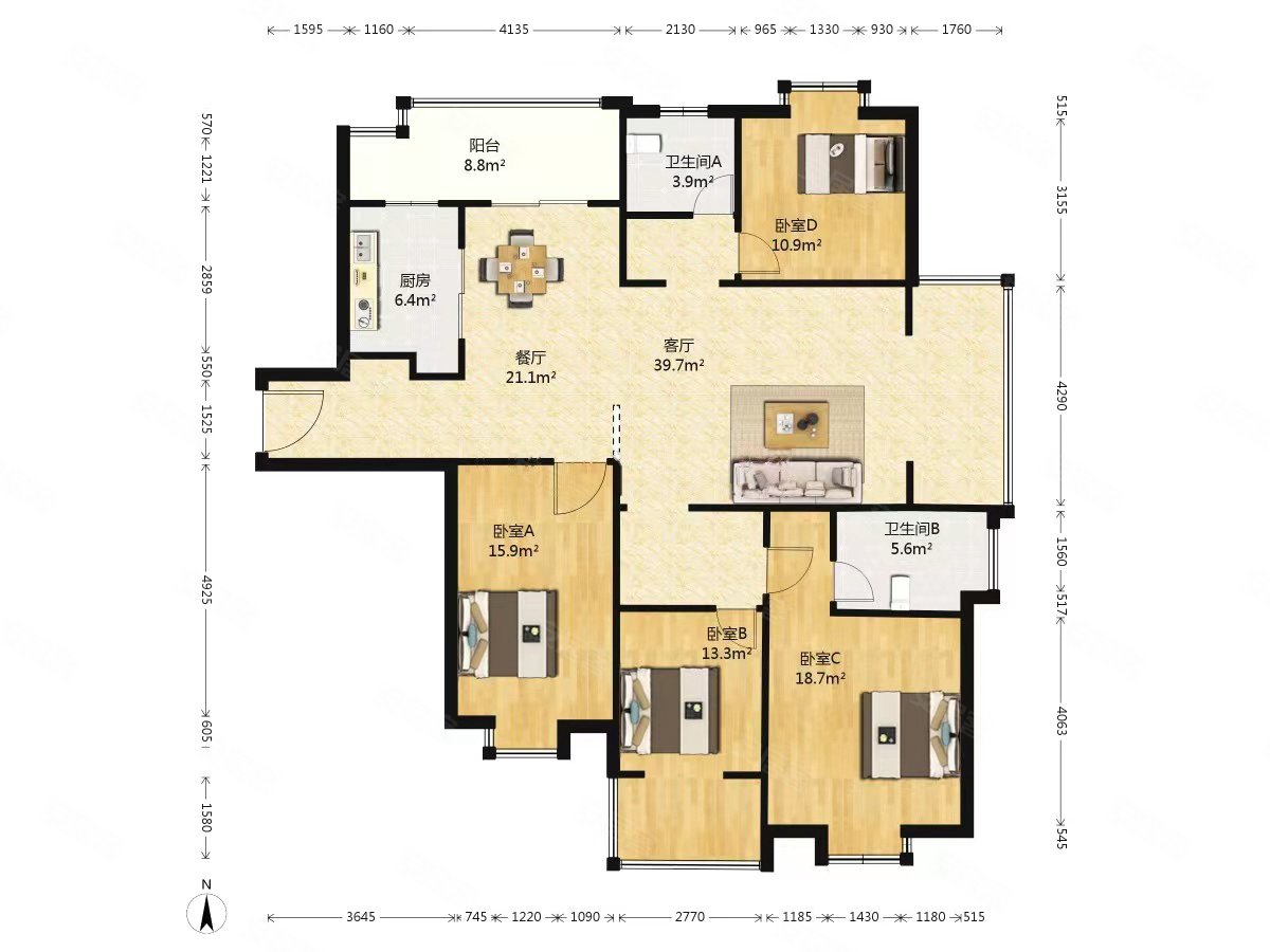 霞浦地铁站 国贸梧桐原 四室二厅二卫 诚心出售