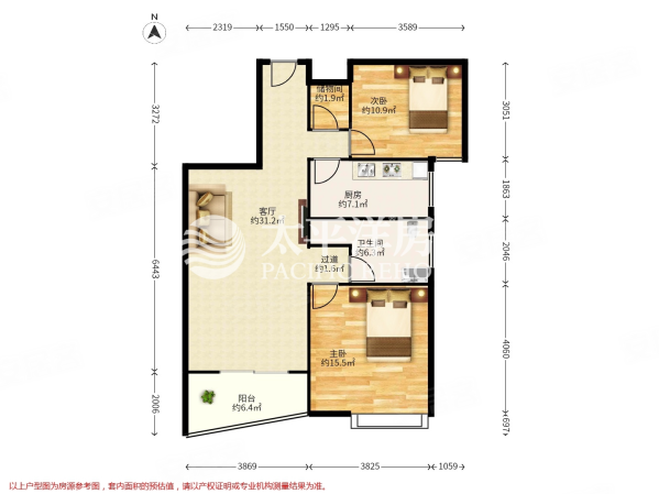 大华锦绣华城十六街区(公寓住宅)2室2厅1卫97.6㎡南765万