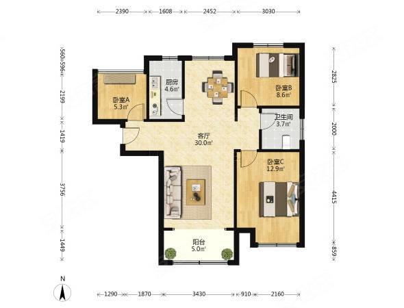 急售 秀兰禧悦山 小套三全明户型 随时看房