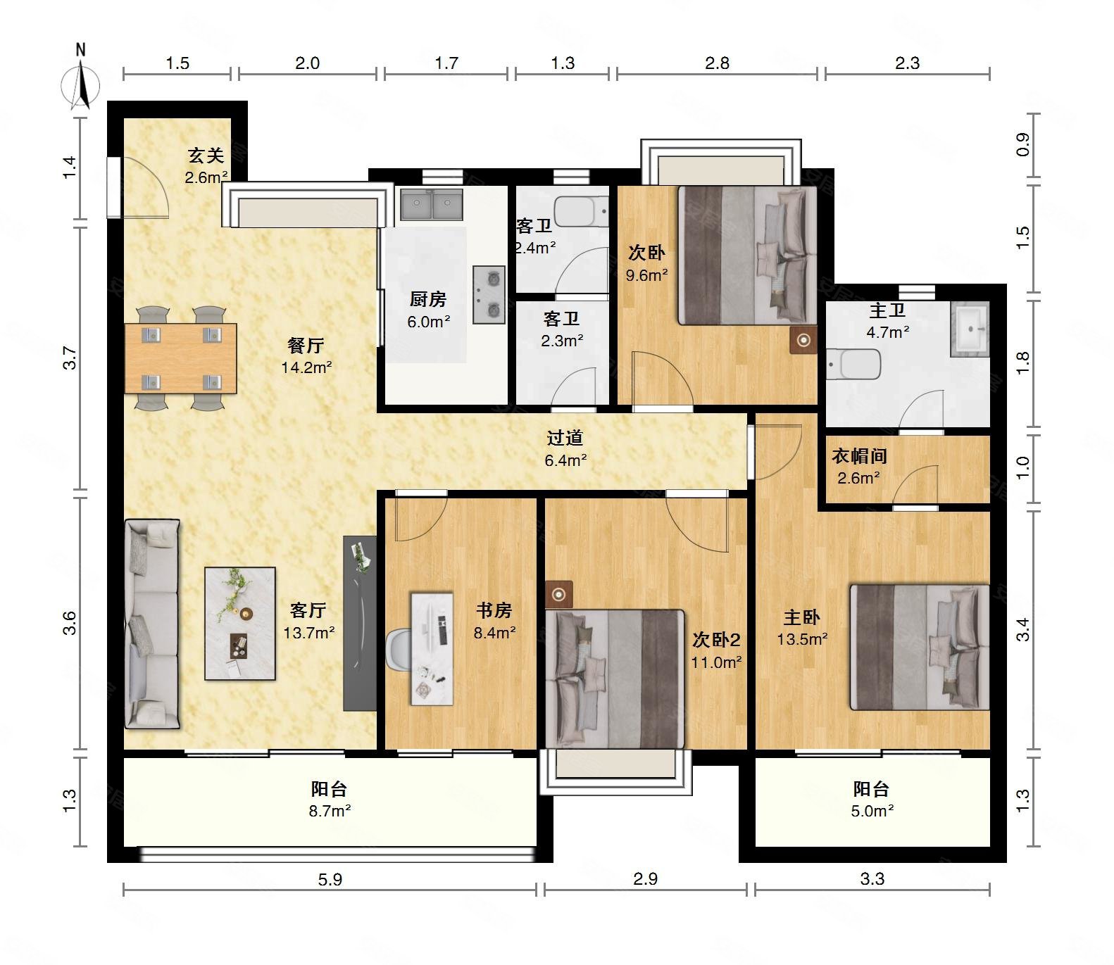 好房,楼层好,视野广,绿地中央公园4室2厅2卫2阳台!