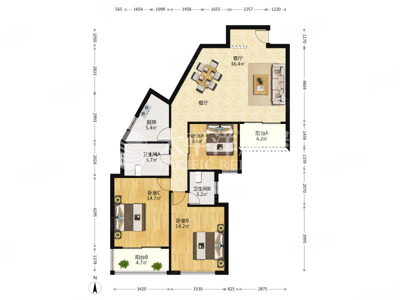 半岛花园全南3房,视野好,全天日照,靠近  位置