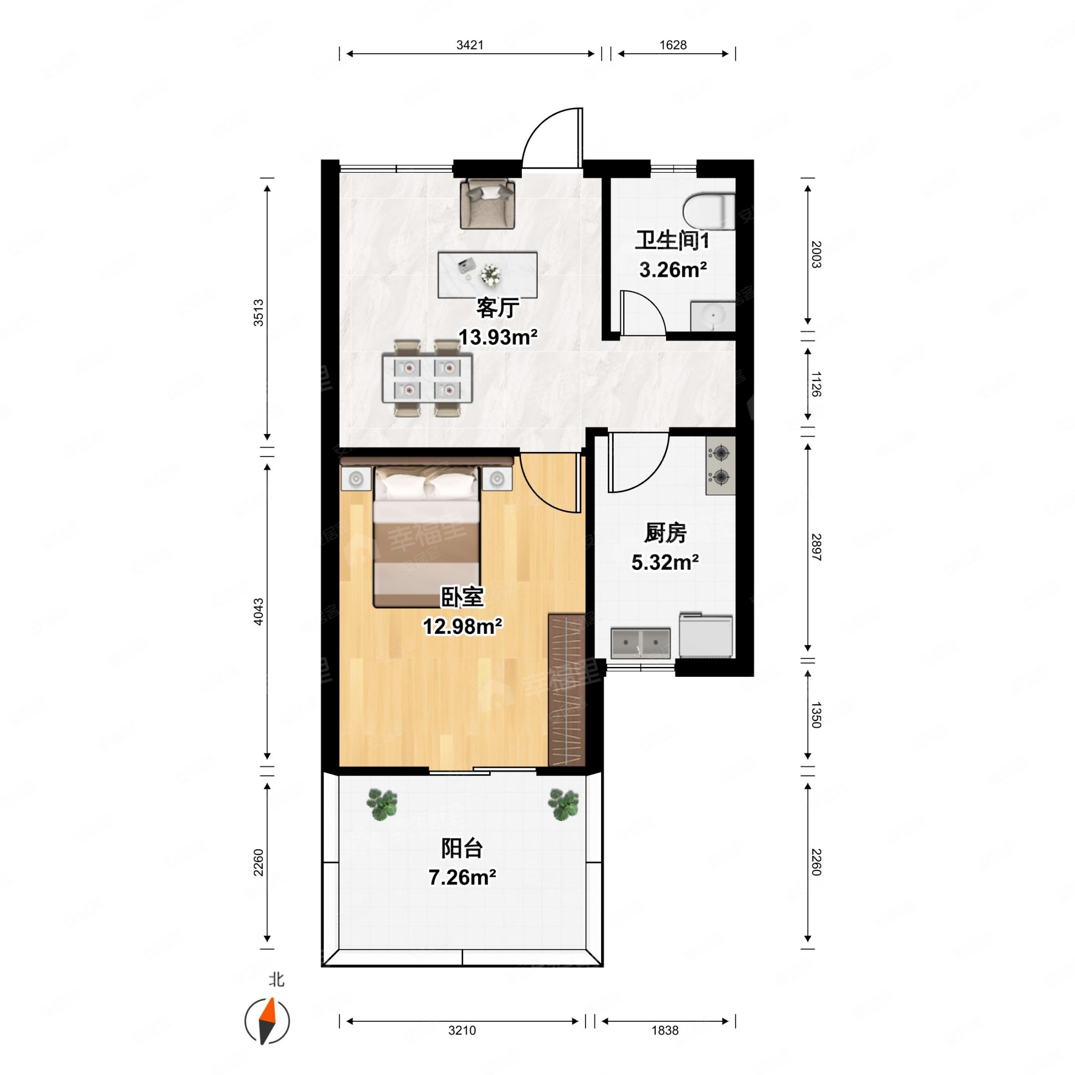 首付19w鼓楼软件园单身公寓朝南全明户型厅卧分离