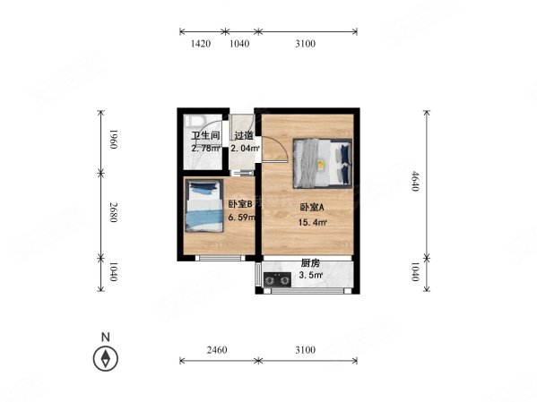 交大东路31号院2室0厅1卫38.1㎡南319万