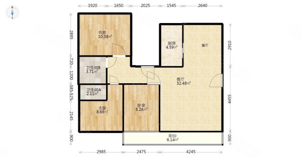 鹏欣领誉一期3室2厅2卫138.08㎡南北150万