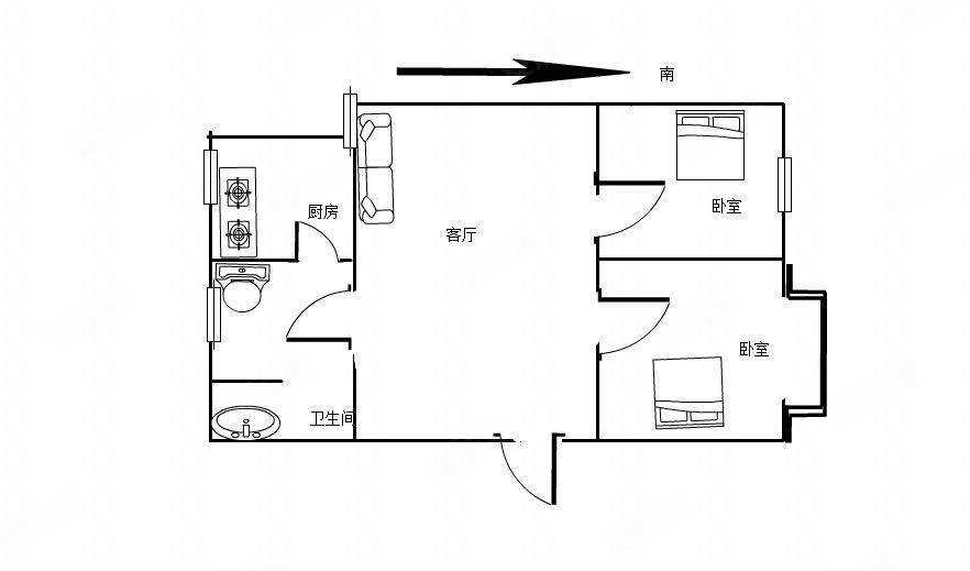 新建小区B区2室1厅1卫69㎡南北8.8万