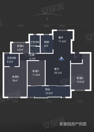 紫宸府4室2厅2卫142㎡南北180万