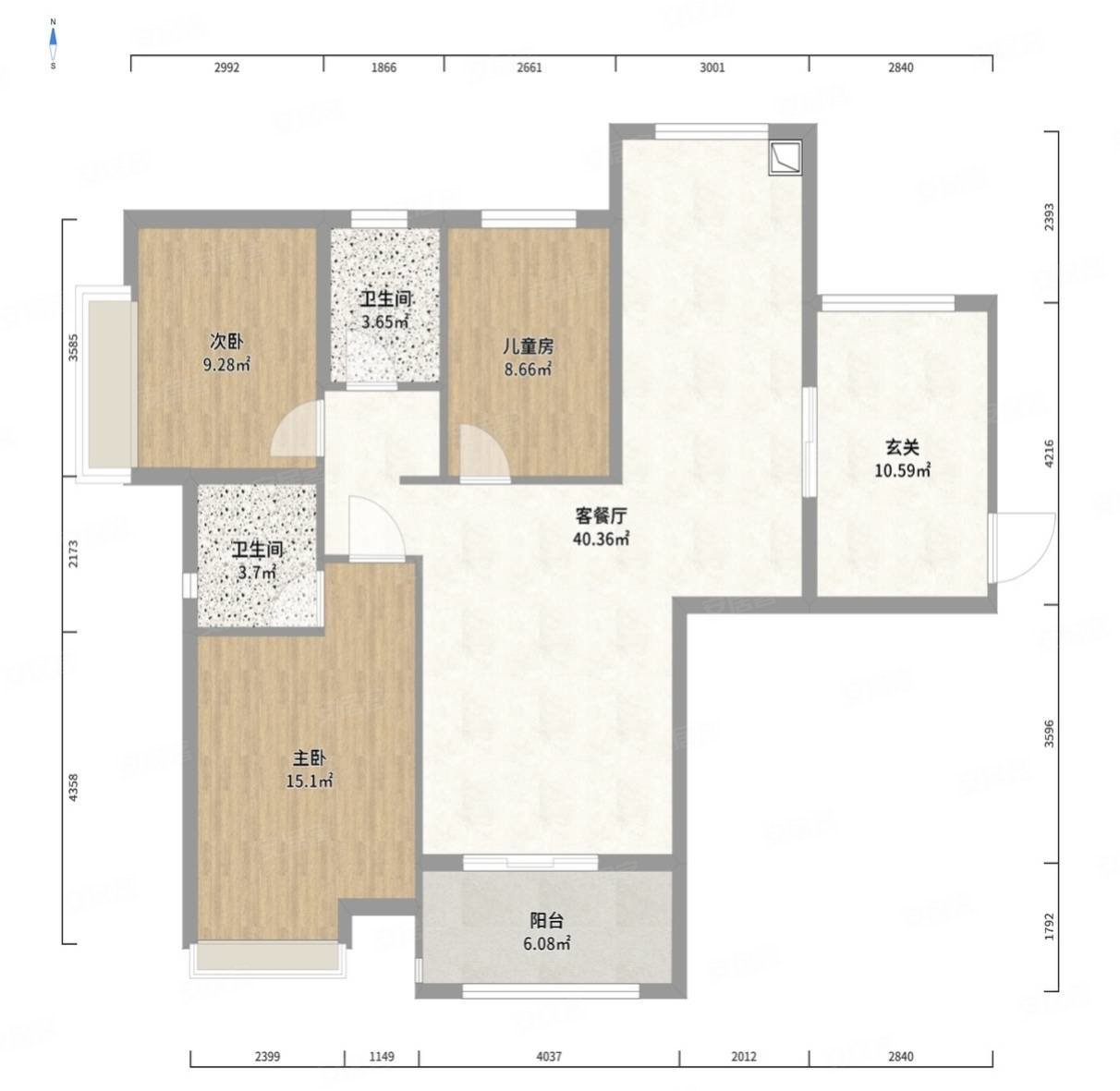 至上未来城3室2厅2卫120.35㎡南北78万