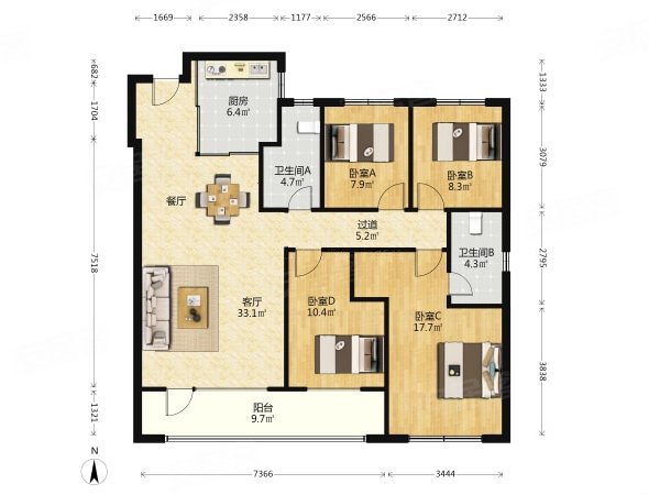 诚意出售前排不挡光,金茂悦府动静分离户型,无个税,未住