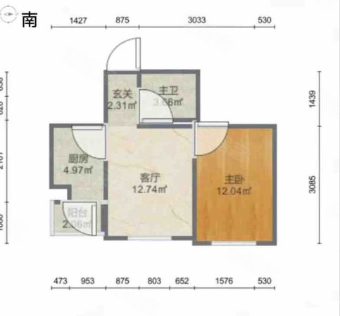 秋晨家园1室1厅1卫52.95㎡南85万