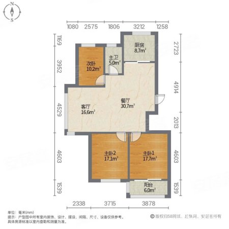 合顺公寓3室2厅1卫117㎡南北59.8万