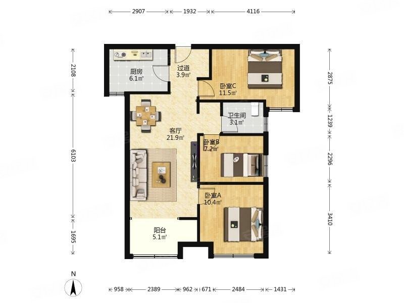 品质社区随时看,保利中心华府二手房,146万,3室2厅,1卫,96.