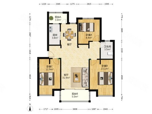 【多图】天泰城一期奥园,天泰城租房,天泰城一期奥园 3室2厅1卫 配套