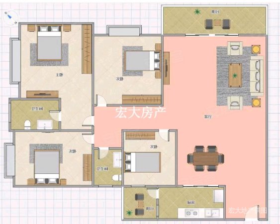 永盛翰林苑4室2厅2卫121.32㎡西南75万