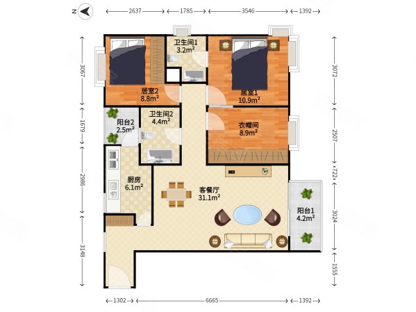 新世界家园3室2厅2卫108.92㎡南北0万