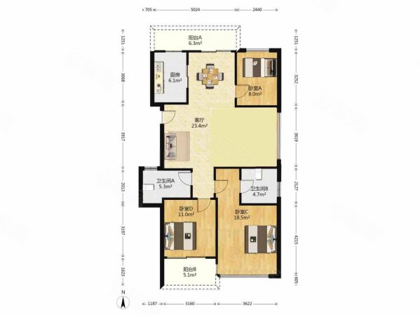 滨江紫金府(公寓住宅)3室2厅2卫128.89㎡南860万