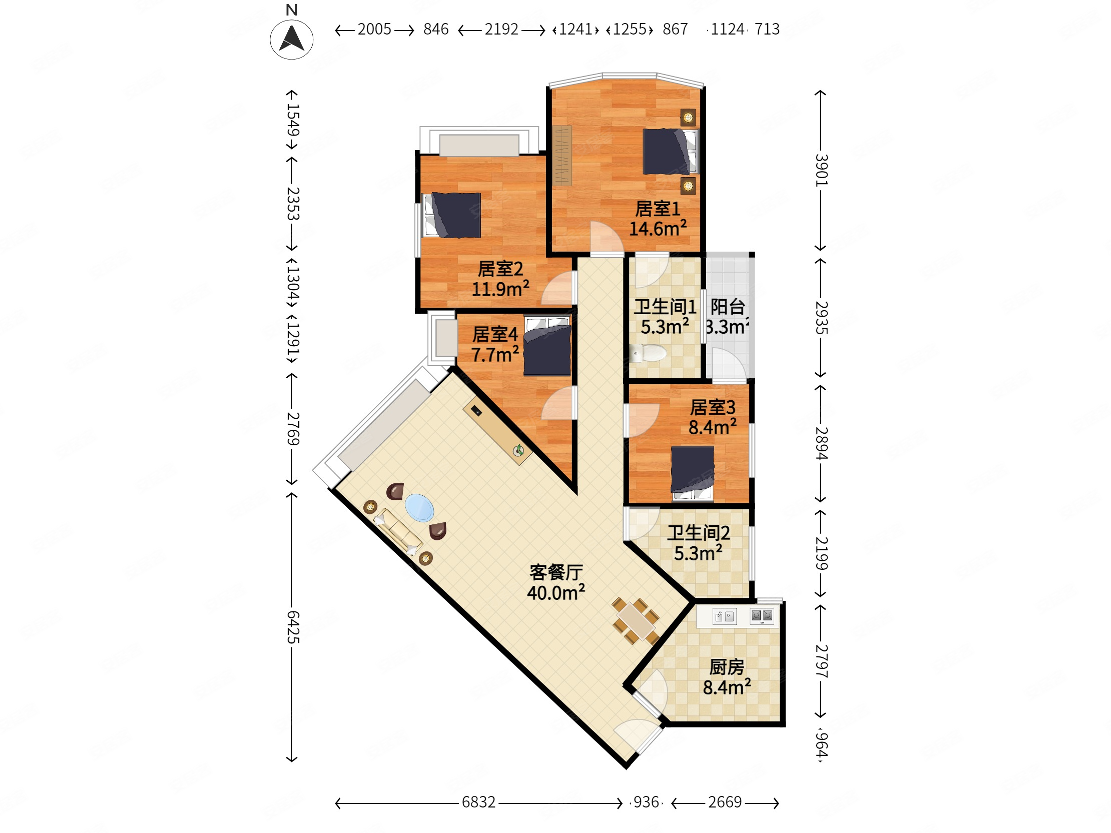 天河北帝景苑全新装修4房看房方便带小区管理好